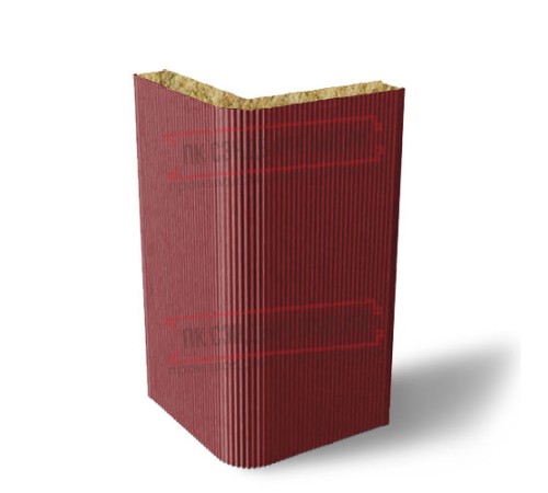 Угловая сэндвич-панель вертикальная из минеральной ваты, 0.5/0.5, ширина 1000 мм, толщина 180 мм, RAL3011