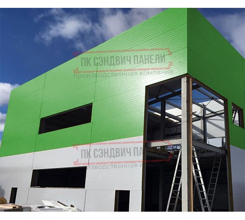 Угловая сэндвич-панель вертикальная из пенополистирола, 0.5/0.5, ширина 1200 мм, толщина 10 мм, RAL6018