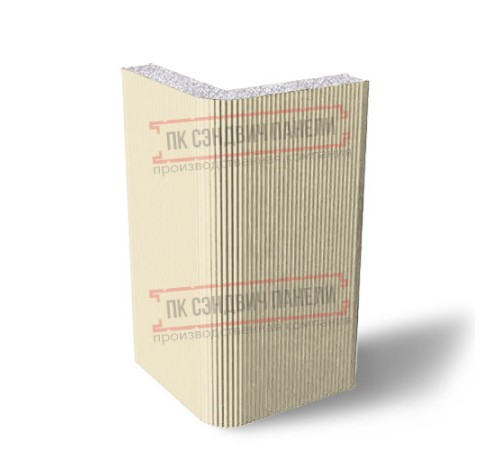 Угловая сэндвич-панель вертикальная из пенополистирола, 0.5/0.5, ширина 1200 мм, толщина 40 мм, RAL1015