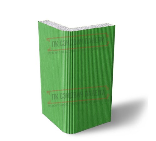 Угловая сэндвич-панель вертикальная из пенополистирола, 0.5/0.5, ширина 1200 мм, толщина 10 мм, RAL6018