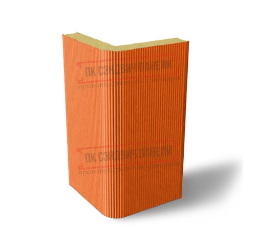 Угловая сэндвич-панель вертикальная из пенополиизоцианурата, 0.5/0.5, ширина 1200 мм, толщина 10 мм, RAL2004