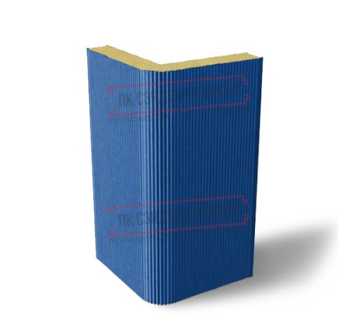 Угловая сэндвич-панель вертикальная из пенополиизоцианурата, 0.5/0.5, ширина 1200 мм, толщина 40 мм, RAL5005