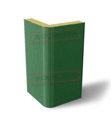 Угловая сэндвич-панель вертикальная из пенополиуретана, 0.5/0.5, ширина 1200 мм, толщина 10 мм, RAL6002