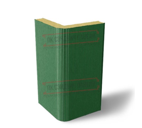 Угловая сэндвич-панель вертикальная из пенополиуретана, 0.5/0.5, ширина 1200 мм, толщина 10 мм, RAL6002