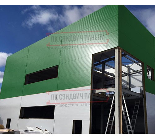 Угловая сэндвич-панель вертикальная из пенополиизоцианурата, 0.5/0.5, ширина 1200 мм, толщина 40 мм, RAL6002