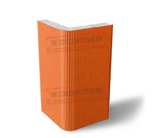 Угловая сэндвич-панель вертикальная из пенополистирола, 0.5/0.5, ширина 1200 мм, толщина 30 мм, RAL2004