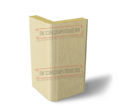 Угловая сэндвич-панель вертикальная из пенополиуретана, 0.5/0.5, ширина 1200 мм, толщина 20 мм, RAL1014