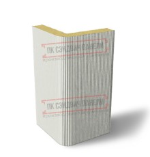 Угловая сэндвич-панель вертикальная из пенополиизоцианурата, 0.5/0.5, ширина 1000 мм, толщина 30 мм, RAL9002