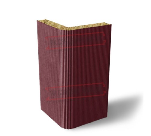 Угловая сэндвич-панель вертикальная из минеральной ваты, 0.5/0.5, ширина 1000 мм, толщина 20 мм, RAL3005