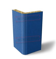 Угловая сэндвич-панель вертикальная из минеральной ваты, 0.5/0.5, ширина 1200 мм, толщина 50 мм, RAL5005