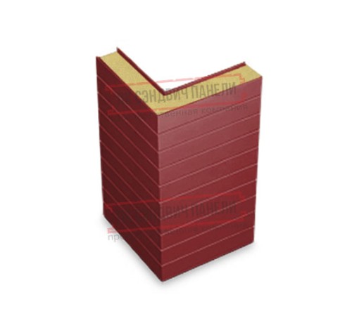 Горизонтальная угловая сэндвич-панель из пенополиизоцианурата, ширина 1200мм, толщина 20мм, 0.5/0.5, RAL3011