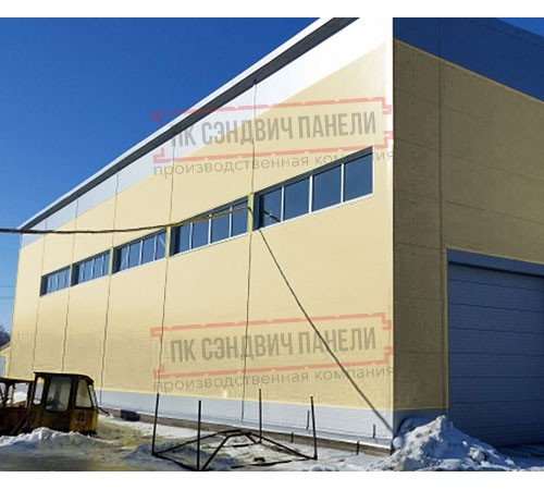 Горизонтальная угловая сэндвич-панель из пенополистирола, ширина 1000мм, толщина 200мм, 0.5/0.5, RAL1014