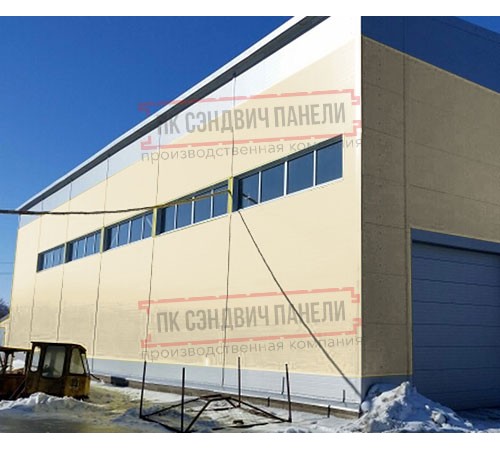 Горизонтальная угловая сэндвич-панель из пенополиуретана, ширина 1200мм, толщина 80мм, 0.5/0.5, RAL1015