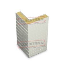 Горизонтальная угловая сэндвич-панель из пенополиуретана, ширина 1200мм, толщина 10мм, 0.5/0.5, RAL9002