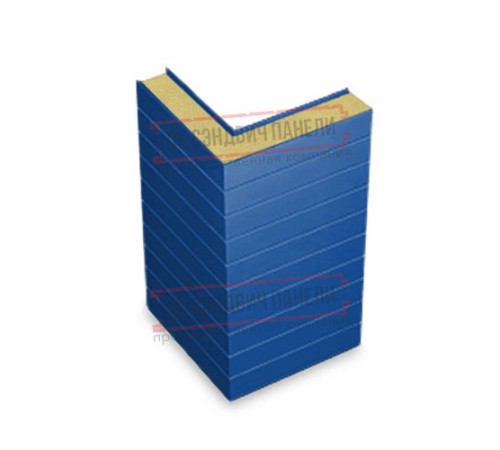 Горизонтальная угловая сэндвич-панель из пенополиизоцианурата, ширина 1200мм, толщина 10мм, 0.5/0.5, RAL5005