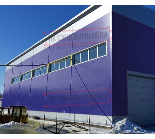 Горизонтальная угловая сэндвич-панель из пенополиуретана, ширина 1000мм, толщина 150мм, 0.5/0.5, RAL5002