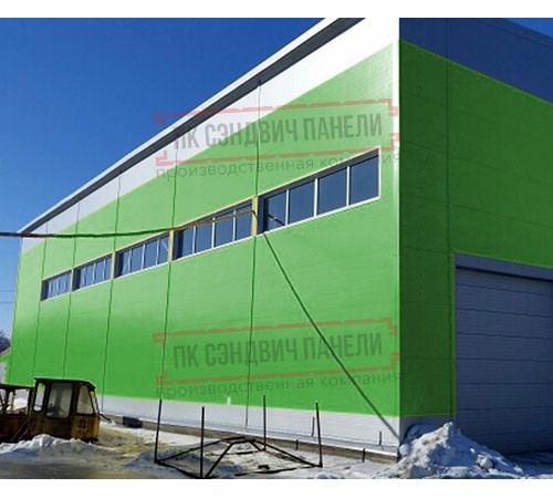 Горизонтальная угловая сэндвич-панель из пенополиуретана, ширина 1200мм, толщина 40мм, 0.5/0.5, RAL6018