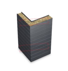 Горизонтальная угловая сэндвич-панель из минеральной ваты, ширина 1200мм, толщина 50мм, 0.5/0.5, RAL7024