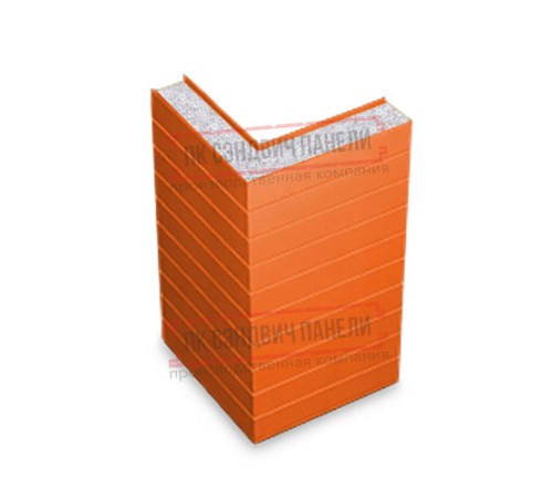 Горизонтальная угловая сэндвич-панель из пенополистирола, ширина 1000мм, толщина 80мм, 0.5/0.5, RAL2004