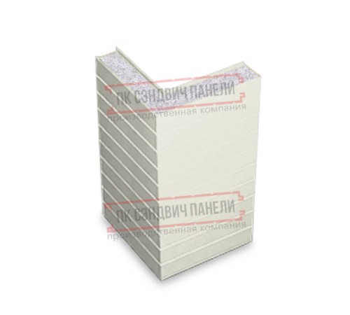 Горизонтальная угловая сэндвич-панель из пенополистирола, ширина 1000мм, толщина 80мм, 0.5/0.5, RAL9003