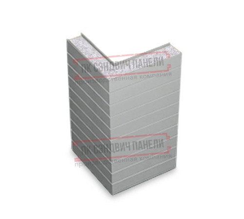 Горизонтальная угловая сэндвич-панель из пенополистирола, ширина 1200мм, толщина 50мм, 0.5/0.5, RAL9006