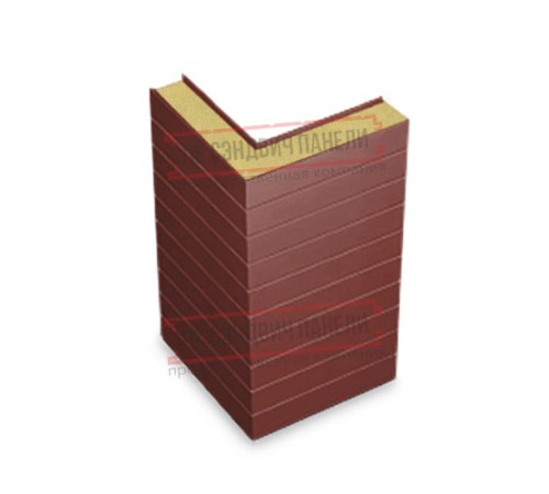 Горизонтальная угловая сэндвич-панель из пенополиуретана, ширина 1200мм, толщина 60мм, 0.5/0.5, RAL3009