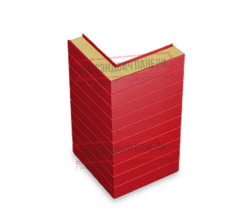 Горизонтальная угловая сэндвич-панель из пенополиуретана, ширина 1200мм, толщина 60мм, 0.5/0.5, RAL3020