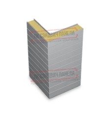 Горизонтальная угловая сэндвич-панель из пенополиизоцианурата, ширина 1200мм, толщина 220мм, 0.5/0.5, RAL7004