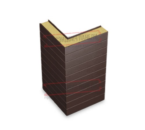 Горизонтальная угловая сэндвич-панель из пенополиизоцианурата, ширина 1000мм, толщина 120мм, 0.5/0.5, RAL8017