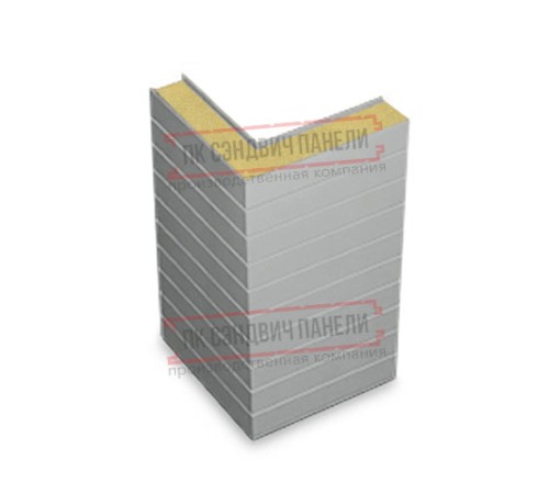 Горизонтальная угловая сэндвич-панель из пенополиизоцианурата, ширина 1200мм, толщина 80мм, 0.5/0.5, RAL9006