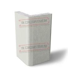 Угловая сэндвич-панель вертикальная из пенополистирола, 0.5/0.5, ширина 1200 мм, толщина 250 мм, RAL9002