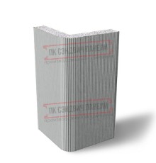 Угловая сэндвич-панель вертикальная из пенополистирола, 0.5/0.5, ширина 1200 мм, толщина 250 мм, RAL9006