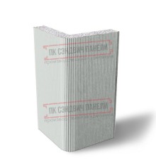 Угловая сэндвич-панель вертикальная из пенополистирола, 0.5/0.5, ширина 1200 мм, толщина 250 мм, RAL7035