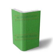 Угловая сэндвич-панель вертикальная из пенополистирола, 0.5/0.5, ширина 1200 мм, толщина 250 мм, RAL6018