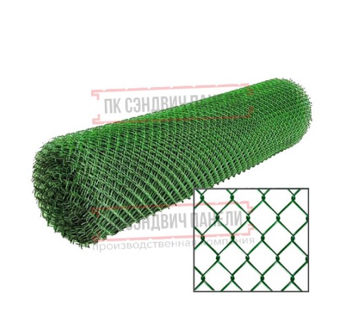 Сетка рабица цинк с ППК RAL, 1,5x15 м, ячейка 55x55x2,5