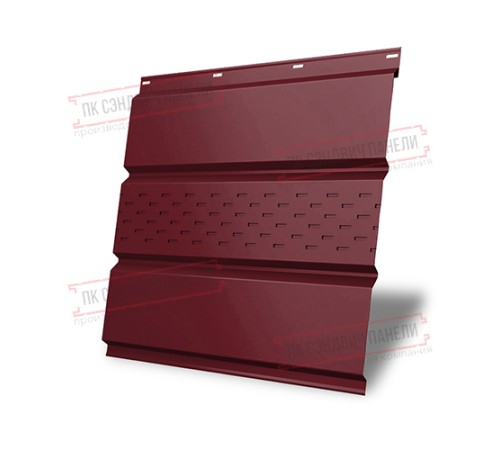 Софит металлический центральная перфорация 0,4 PE с пленкой RAL 3005 красное вино