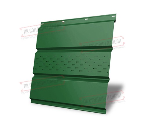 Софит металлический центральная перфорация 0,45 PE с пленкой RAL 6002 лиственно-зеленый