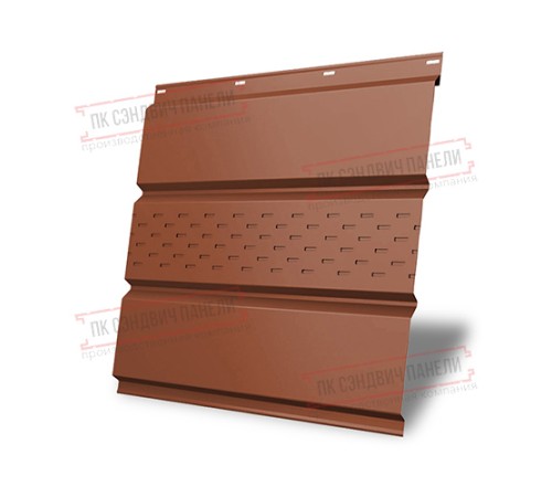 Софит металлический центральная перфорация 0,45 PE с пленкой RAL 8004 терракота