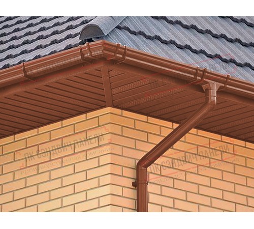 Софит металлический центральная перфорация 0,45 PE с пленкой RAL 8004 терракота