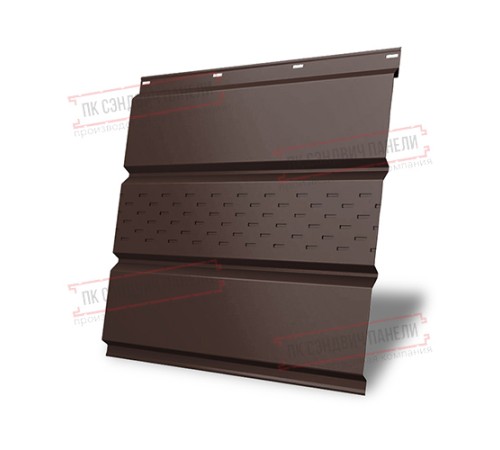 Софит металлический центральная перфорация 0,5 Quarzit Pro Matt с пленкой RAL 8017 шоколад