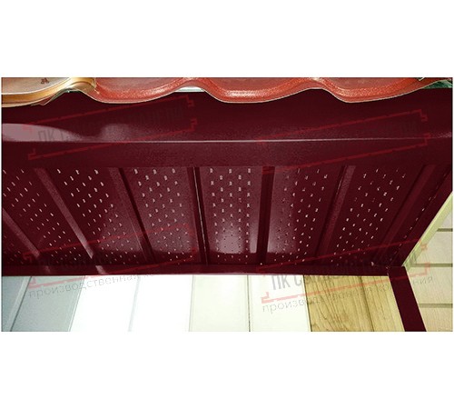 Софит металлический полная перфорация 0,45 PE с пленкой RAL 3005 красное вино