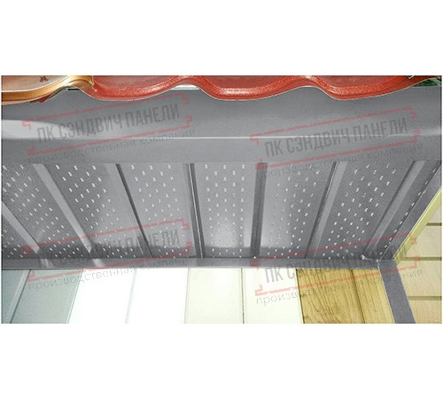 Софит металлический полная перфорация 0,45 PE с пленкой RAL 7004 сигнальный серый