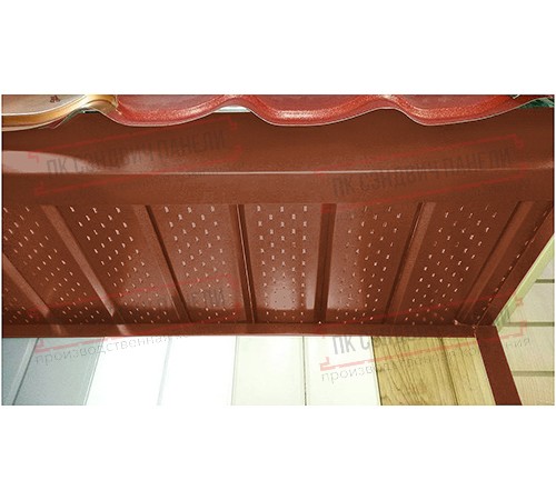 Софит металлический полная перфорация 0,5 Atlas с пленкой RAL 8004 терракота