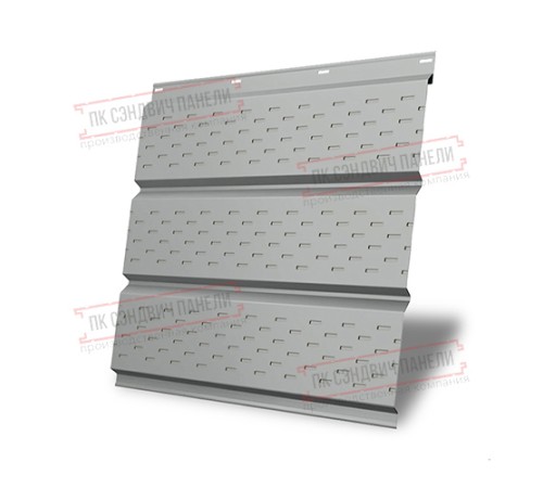 Софит металлический полная перфорация 0,5 Satin с пленкой RAL 9006 бело-алюминиевый