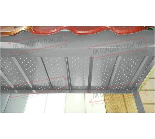 Софит металлический полная перфорация 0,5 Satin с пленкой RAL 9006 бело-алюминиевый