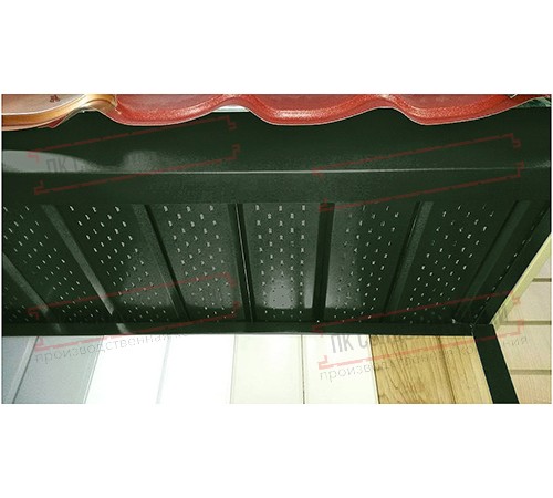 Софит металлический полная перфорация 0,5 GreenCoat Pural BT с пленкой RR 11 темно-зеленый (RAL 6020 хромовая зелень)