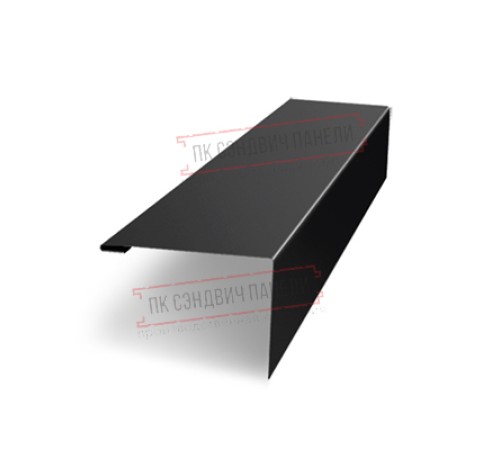 Нащельник (для калиток и ворот) 25х35 жалюзи Milan, Tokyo, Palermo 0,5 Satin с пленкой RAL 9005 черный (L1,68)