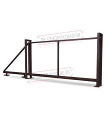 Ворота откатные Жалюзи к кирпичному столбу 1,68х3,5 RAL 8017