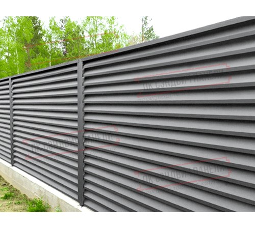 Забор-жалюзи S 58х120 мм, двухсторонний ПЭ, Ral 7004 - 0,5мм.