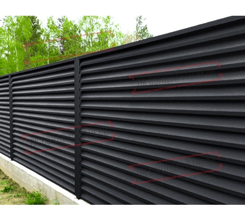 Забор-жалюзи S 58х136 мм, ПЭ, Ral 7024 - 0,35мм